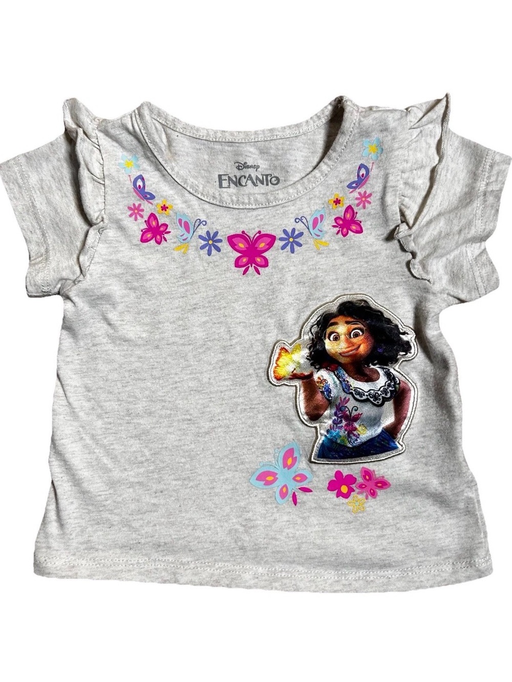 Disney Encanto Kids Light Gray T-Shirt with Floral Accents